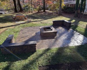 sod work & stone fire pit areas