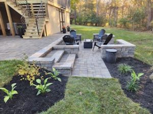 Hardscaping Backyard patios, firepits, custom stone landscape designs